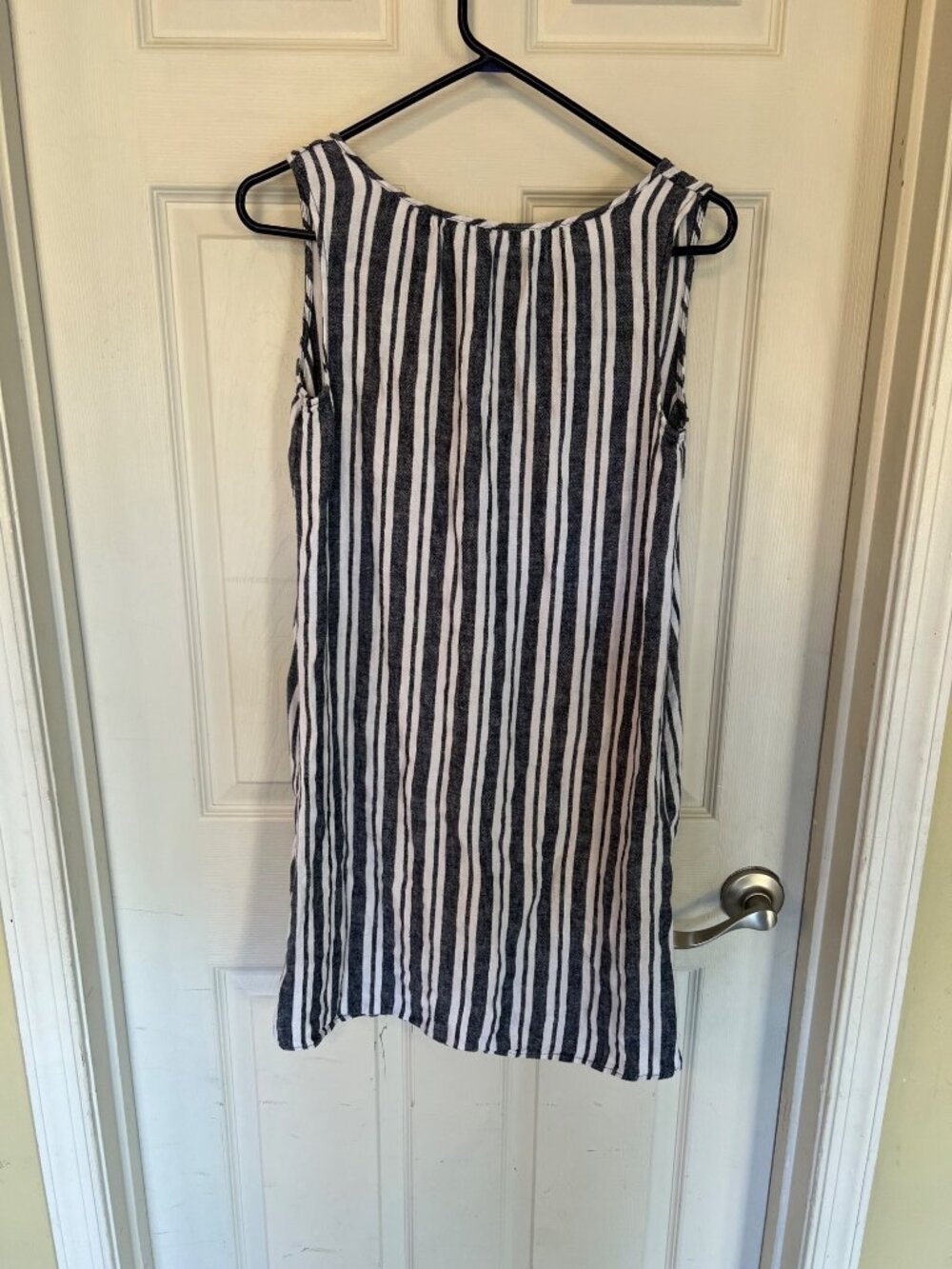 Gap Grey & White Striped Sleeveless Linen Blend Mini Dress Nautical XS Coastal - Picture 4 of 9